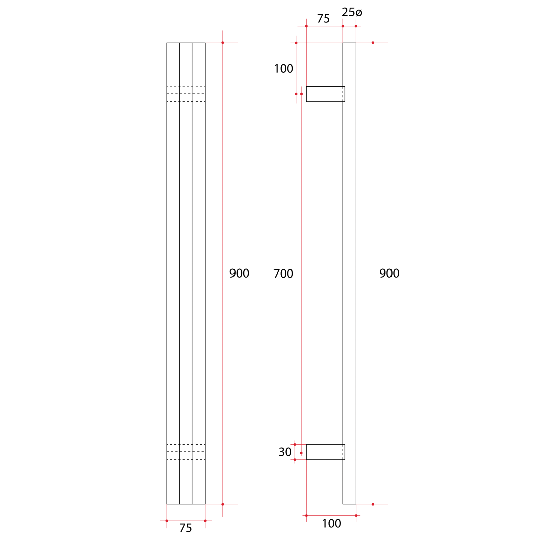 Thermogroup VW900B Vertical Triple Tube Heated Towel Rail
