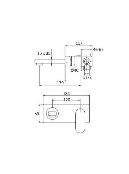Inspire Vetto Wall Basin Mixer Set Brushed