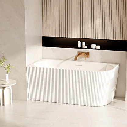 Rose V-Groove Corner Bathtub - Matt White - 1700mm / Left / Matt White