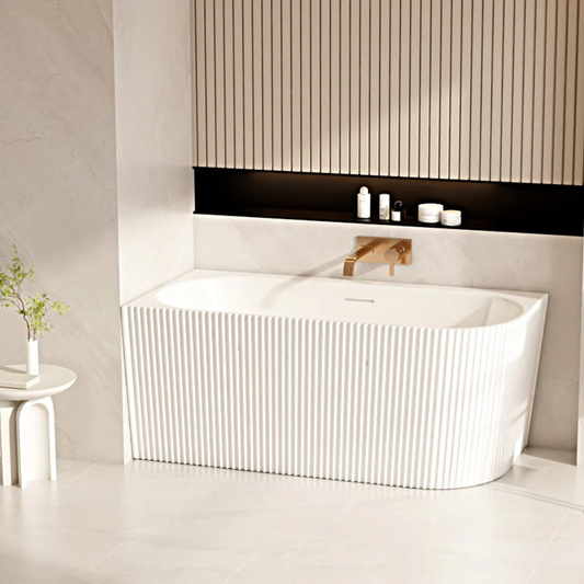 Rose V-Groove Corner Bathtub - Matt White - 1500mm / Right / Matt White