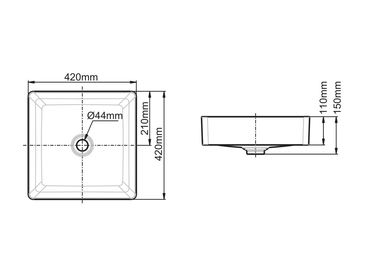 American Standard Acacia SupaSleek Vessel Basin 420mm No Taphole White