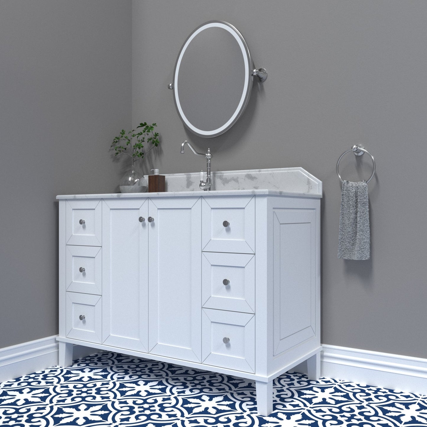 Turner Hastings Coventry 120x55 Single Bowl White Vanity with Marble