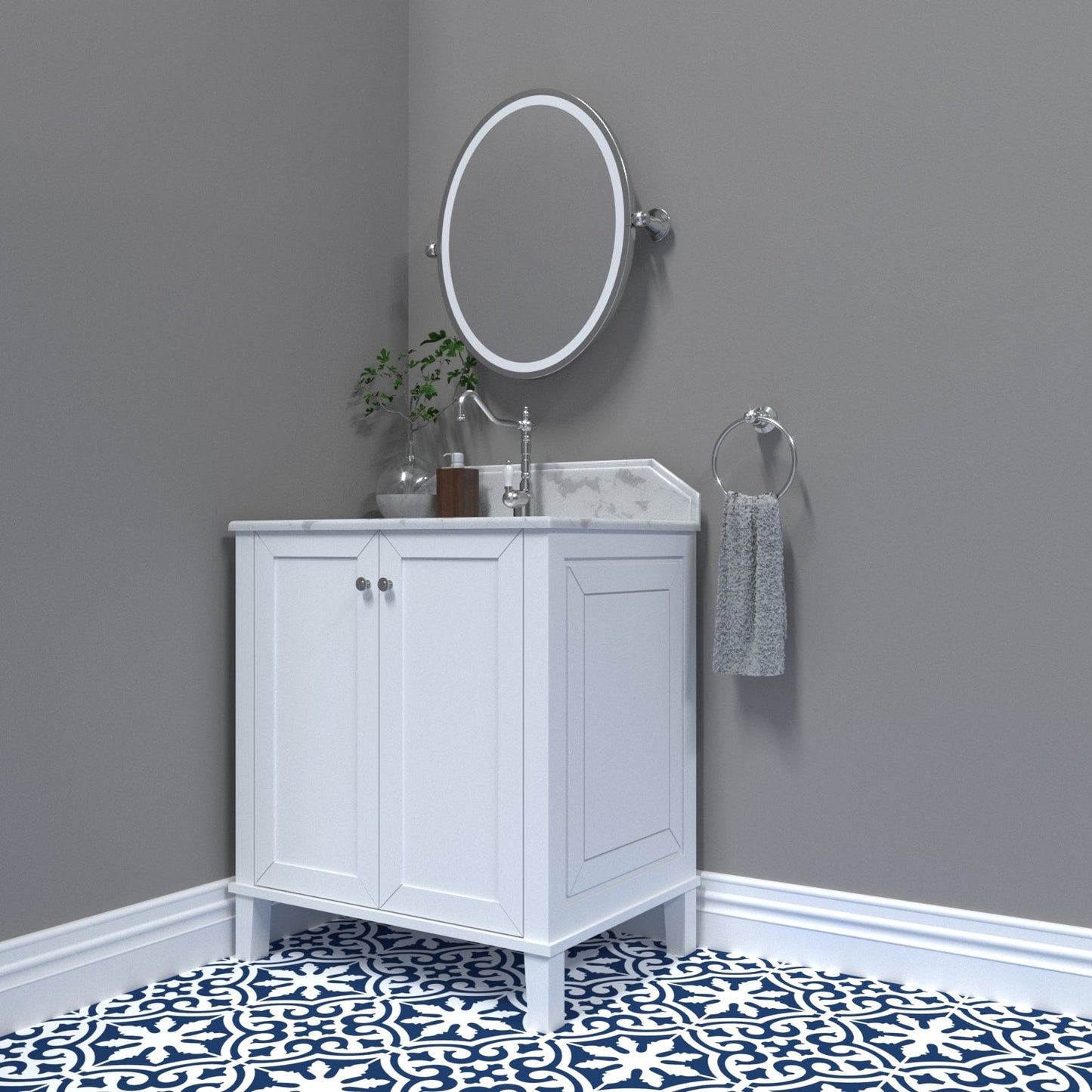 Turner Hastings Coventry 75x55 White Vanity with Marble Top