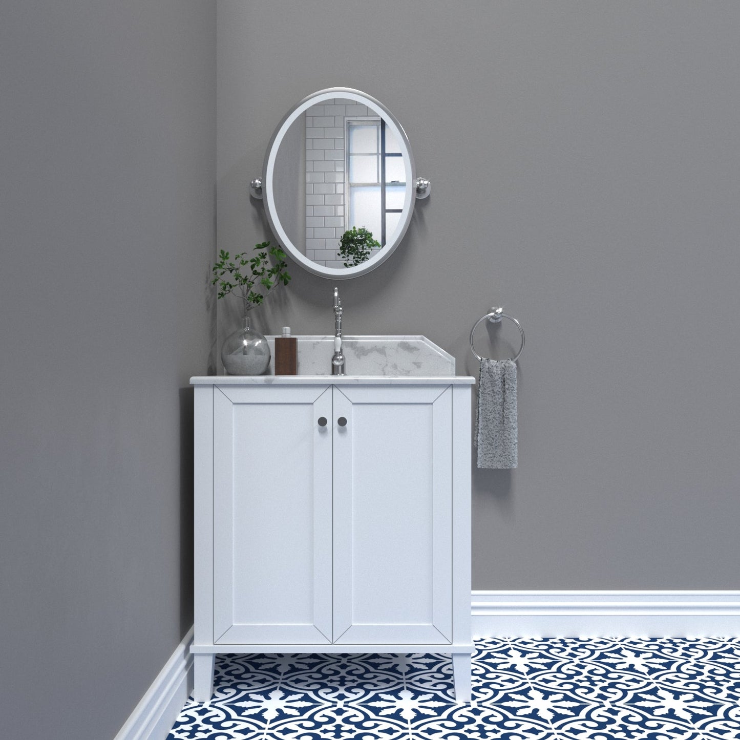 Turner Hastings Coventry 75x55 White Vanity with Marble Top