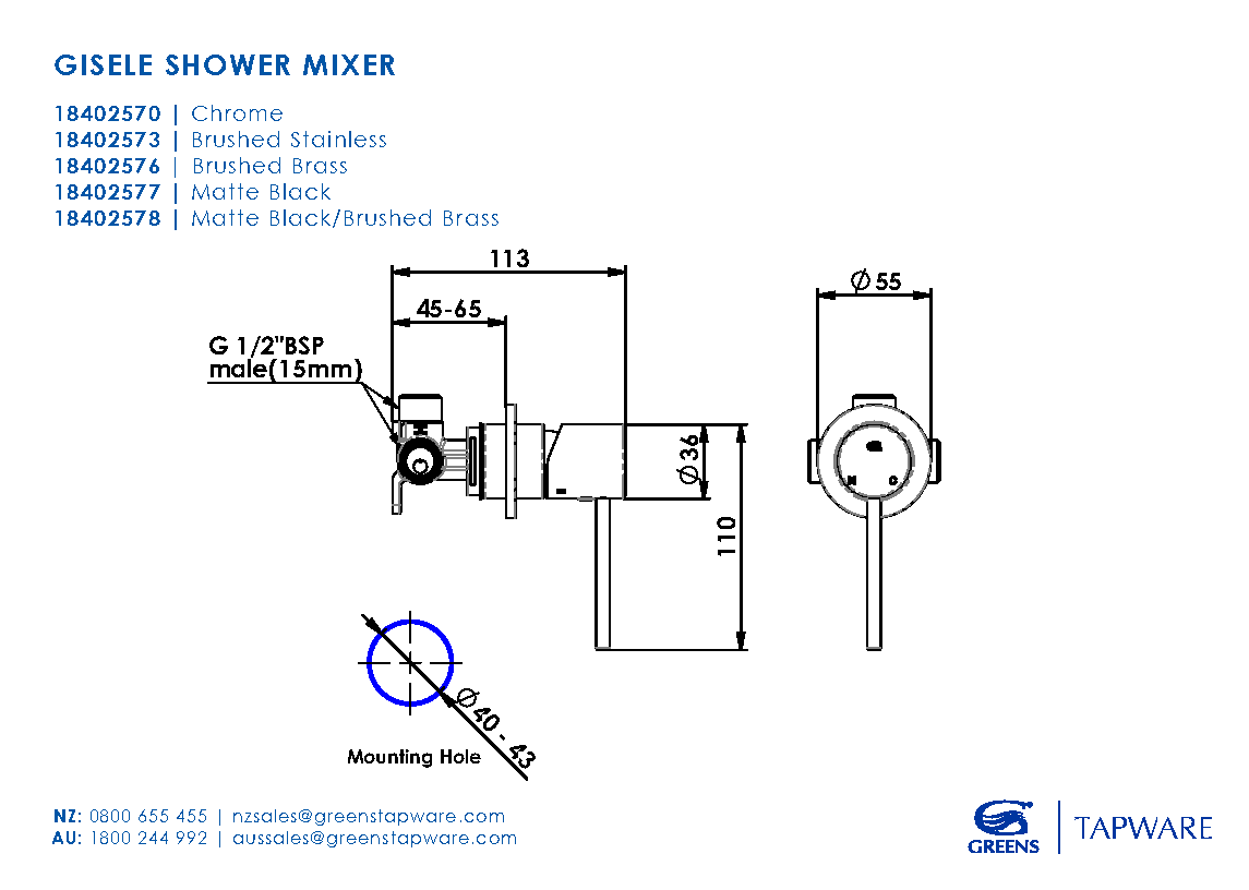 Greens Gisele Shower Mixer