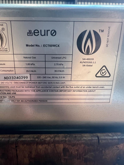 Euro Appliances ECT60WCX 60 cm Gas Cooktop – Tested & Cleaned | Reno Spares