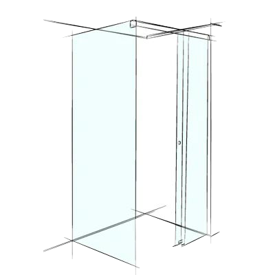 Xpace Custom Frameless Sliding Square Corner Set-In - Up to 1000 x 1000 / Clear / Bracket