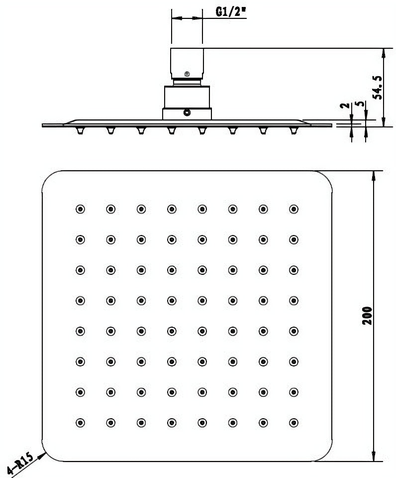 INSPIRE TARANTO  SHOWER HEAD SQUARE 200MM