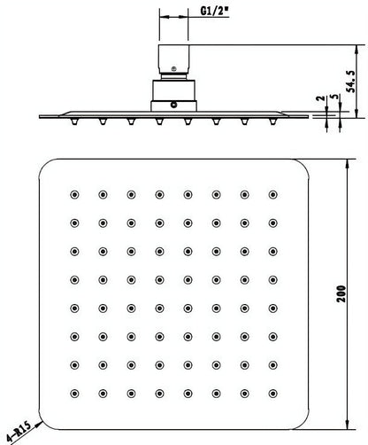 INSPIRE TARANTO  SHOWER HEAD SQUARE 200MM