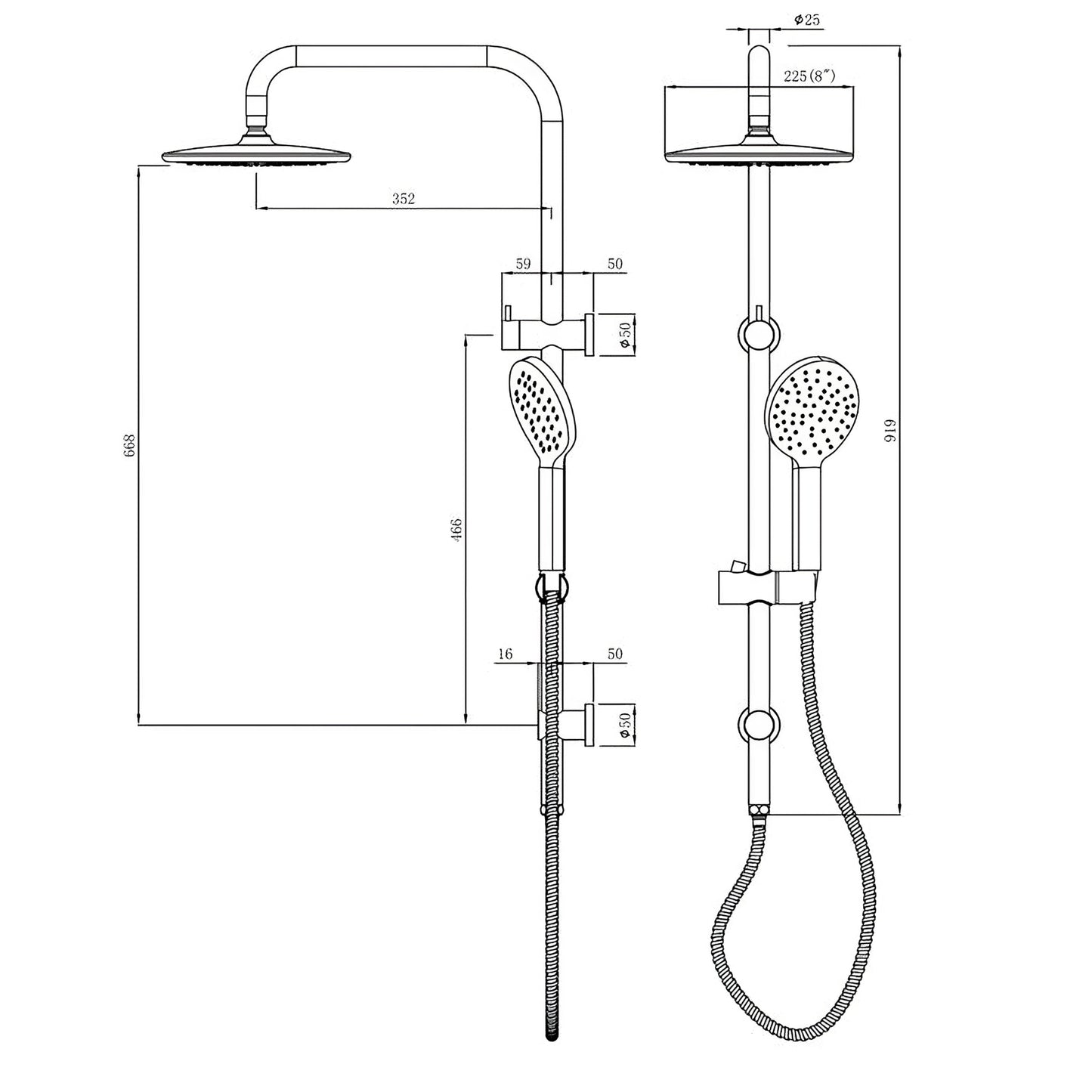 INSPIRE PAVIA COMBO SHOWER SET WITH SINGLE HOSE TOP INLET