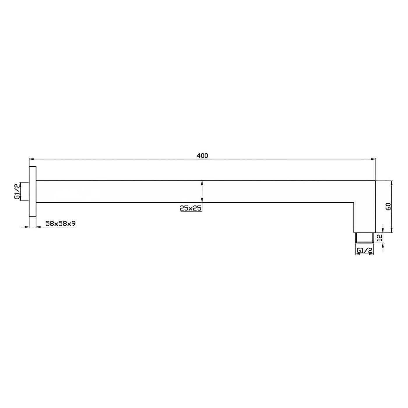 INSPIRE TARAN SHOWER ARM 400MM