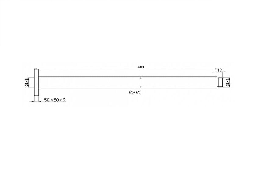 INSPIRE TARAN CEILING SHOWER ARM SQUARE 400MM