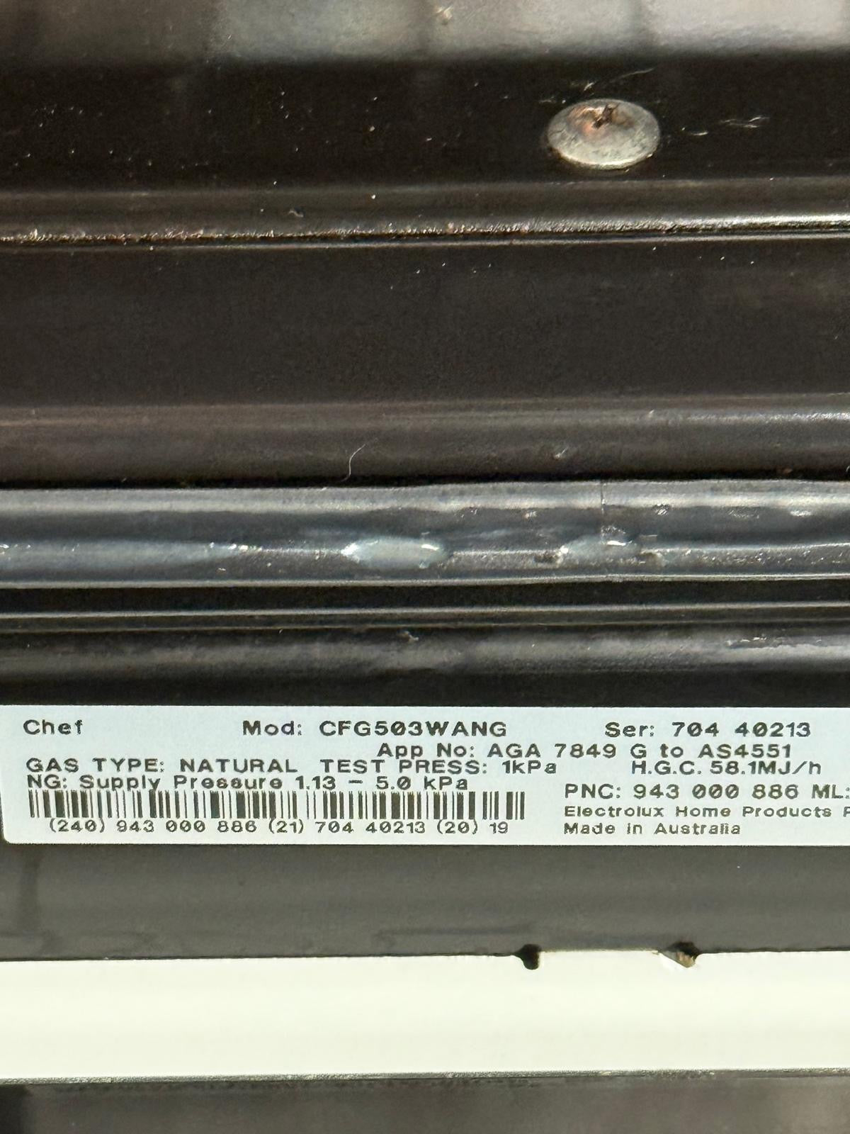 Chef CFG503WANG 50cm Freestanding Gas Stove Oven – Quality Used in Excellent Condition | Tested & Cleaned | Reno Spares