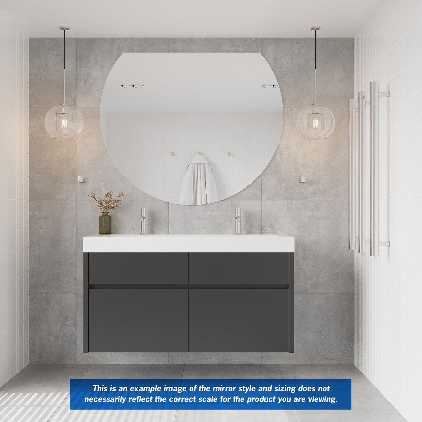 Thermogroup 900x750x11mm D-Shaped  Edge Mirror with Demister (Hangers Fixings)