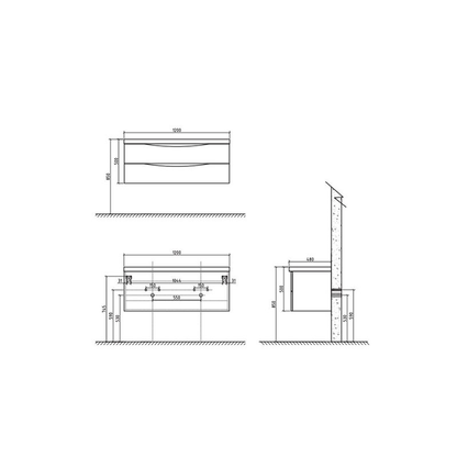 Belbagno Ancona Single 1200mm Wall Hung Vanity  1200X4