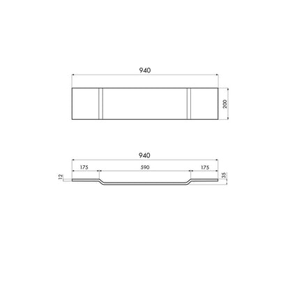Solid Surface Bath Caddy 94 x 20 - Matte White