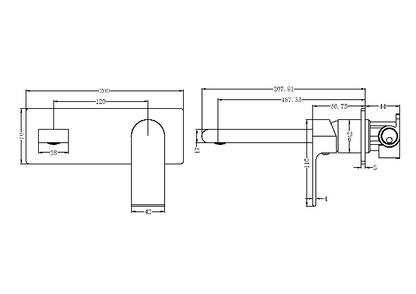 Nero Bianca Wall Mixer 200mm Spout