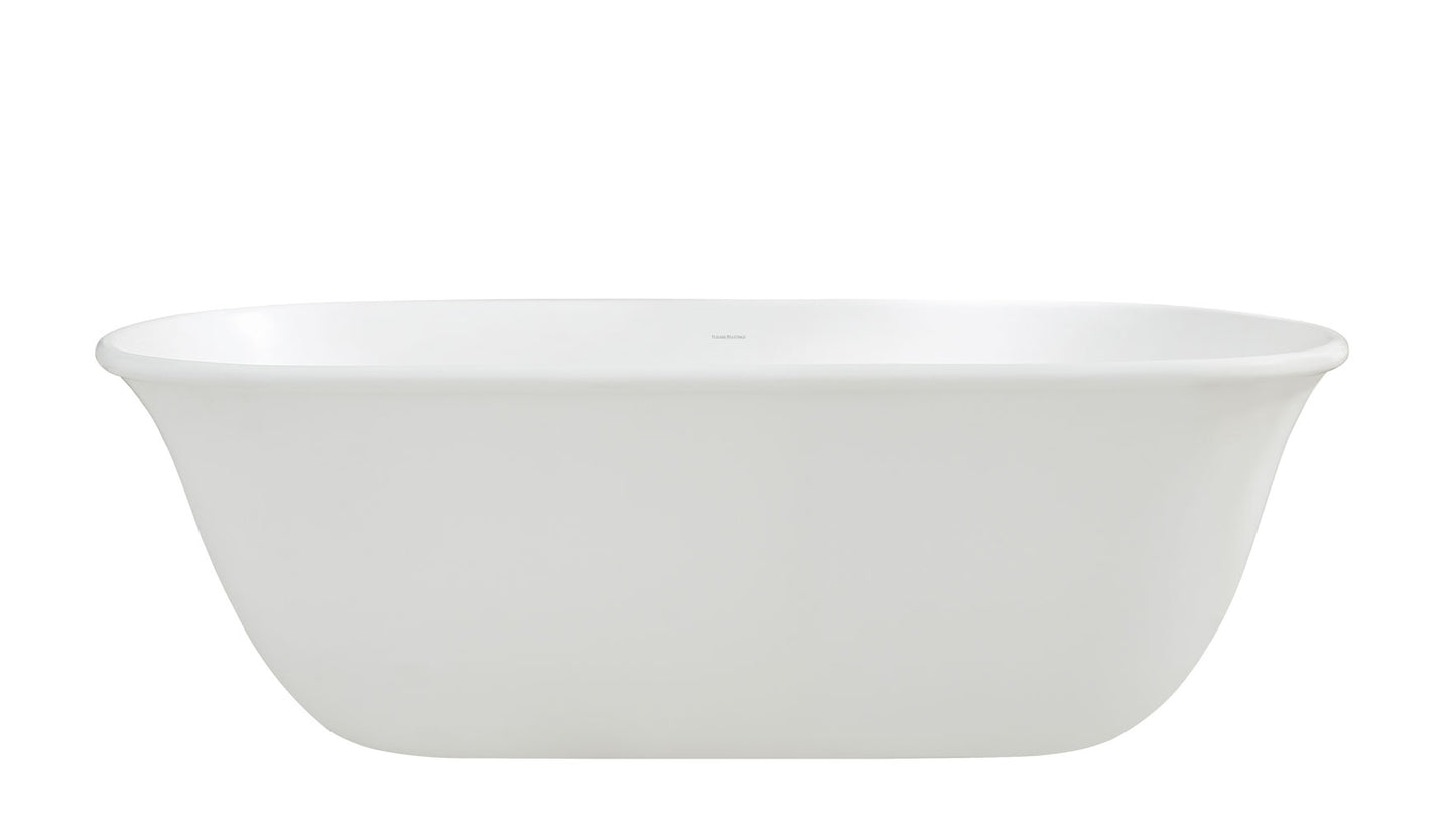 Blanche 162 x 77 TitanCast Solid Surface Freestanding Bath - Satin Silk White