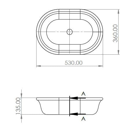 Blanche 53 x 36 TitanCast Solid Surface Above Counter Basin-Satin Silk White