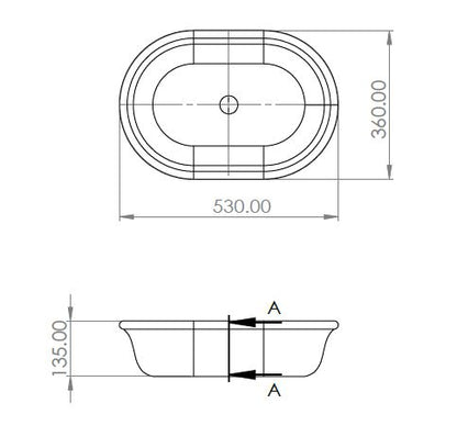 Blanche 53 x 36 TitanCast Solid Surface Above Counter Basin - Gloss White