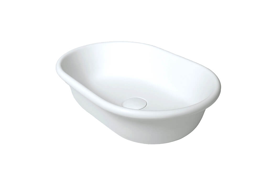 Blanche 53 x 36 TitanCast Solid Surface Above Counter Basin - Gloss White