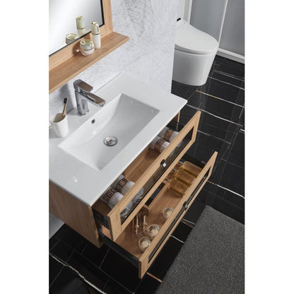 Belbagno Manhattan Wall Hung Vanity  Oak 800mm