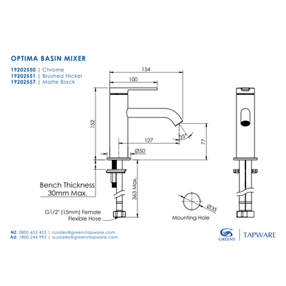 Greens Optima Basin Mixer