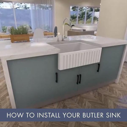 T&H Chester 80 X 50 Double Bowl Fireclay Sink 1 Tap Hole Including Overflow Kit