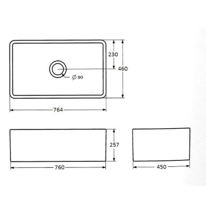 T&H NOVI 76 X 46 FIRECLAY BUTLER SINK  NO753FS-MW