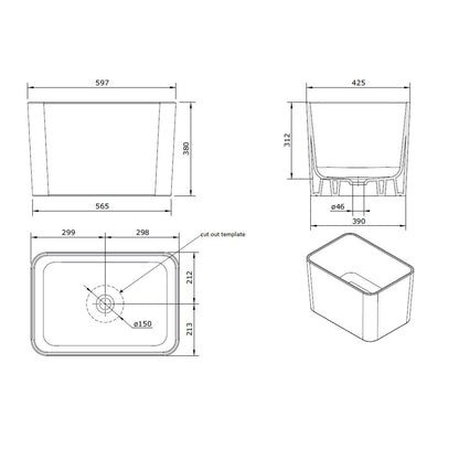 T&H TRIBO 60 X 42 FINE FIRECLAY SINK