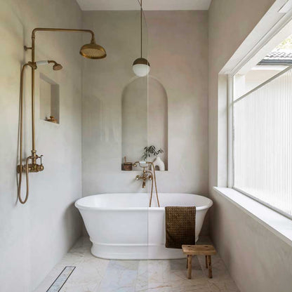Cambridge 156 x 74 TitanCast Solid Surface Freestanding Bath - Satin Silk White