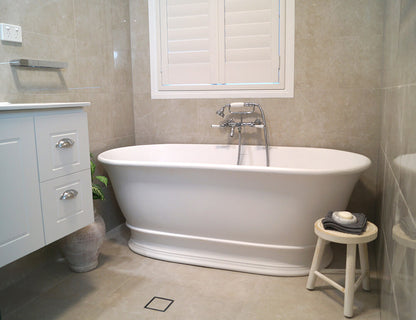 Cambridge 156 x 74 TitanCast Solid Surface Freestanding Bath - Satin Silk White