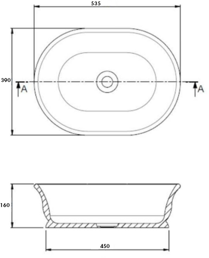 Cambridge 54 x 39 TitanCast Solid Surface Above Counter Basin - Special Finish