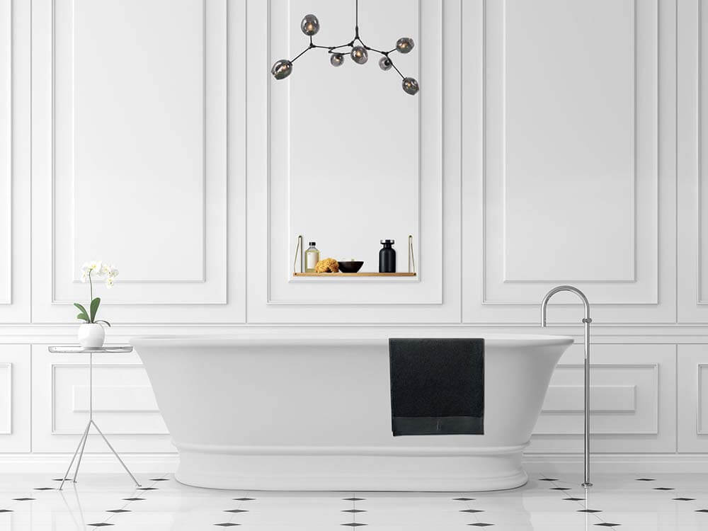 Cambridge 174 x 76 TitanCast Solid Surface Freestanding Bath - Satin Silk White
