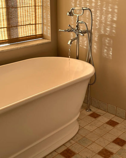 Cambridge 174 x 76 TitanCast Solid Surface Freestanding Bath - Gloss White