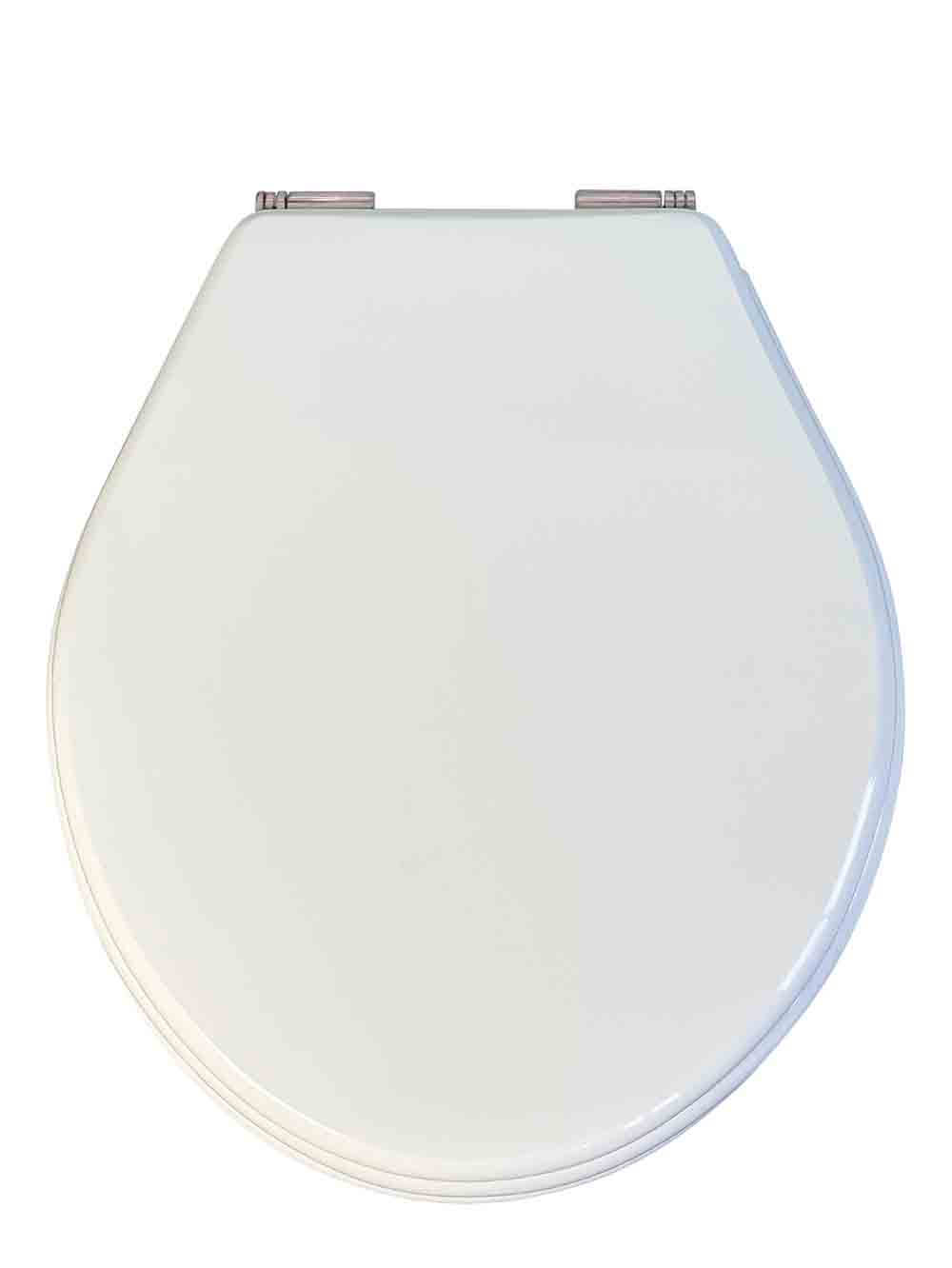 Claremont White Soft Close Toilet Seat - Chrome Hinges