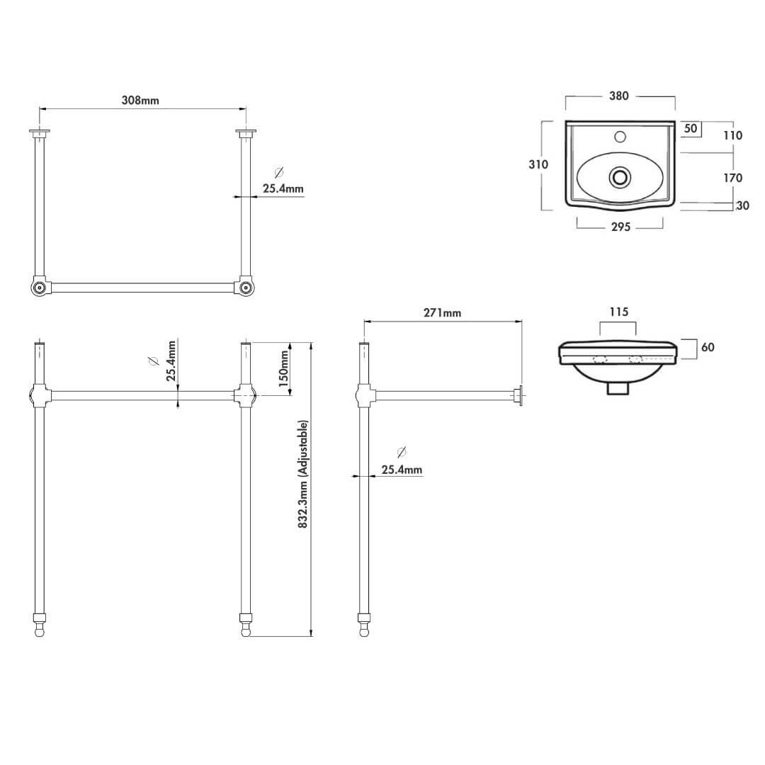 Claremont 38 x 31 Nuovo Basin Stand