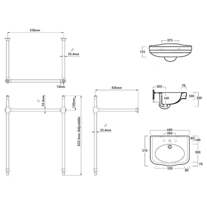 Claremont 68 x 51 Nuovo Basin Stand