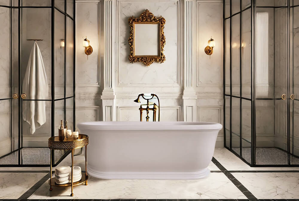 Camden 180 x 85 TitanCast Solid Surface Freestanding Bath - Gloss White