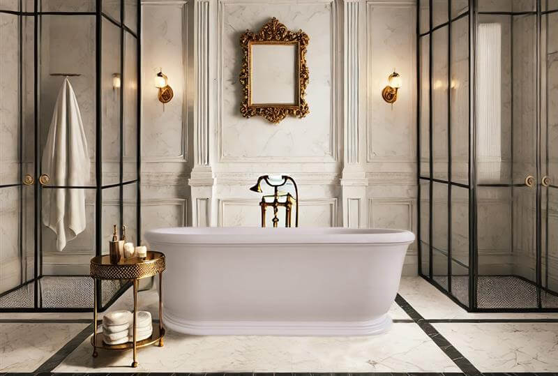Camden 180 x 85 TitanCast Solid Surface Freestanding Bath - Satin Silk White