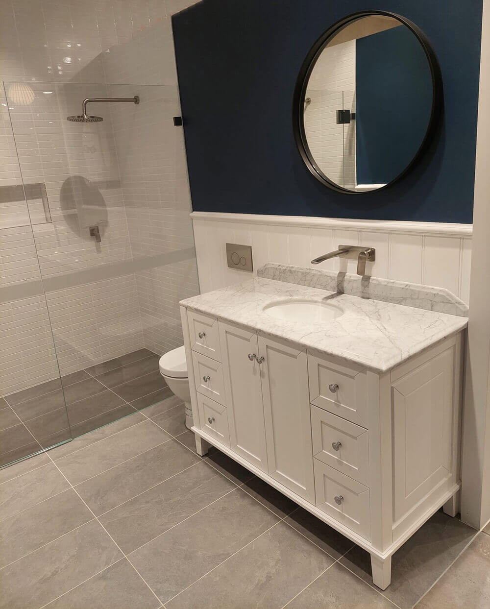 Coventry 120 x 55 Single Bowl Satin White Vanity with Real Marble Top & Ceramic Undercounter Basin