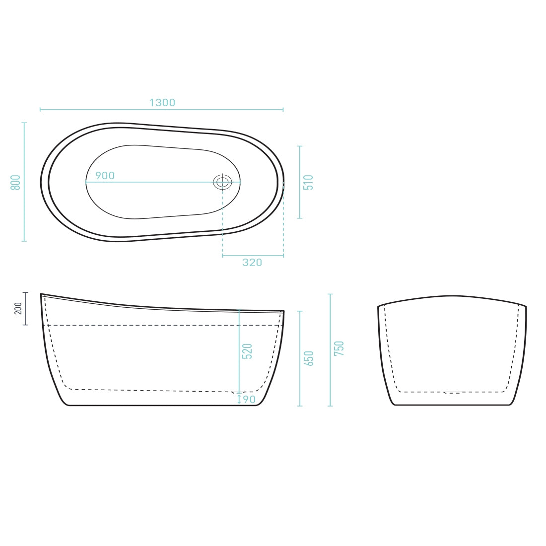 Decina Cosmo 1300mm Freestanding Bath
