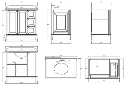 Coventry 90 x 55 Satin White Vanity with Real Marble Top & Ceramic Undercounter Basin