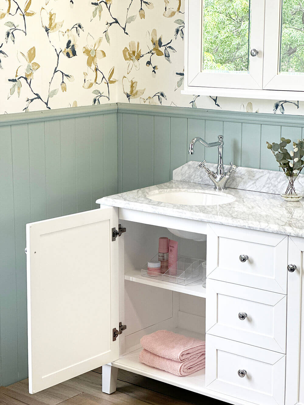 Coventry 150 x 56 Double Bowl Satin White Vanity with Real Marble Top & Ceramic Undercounter Basins