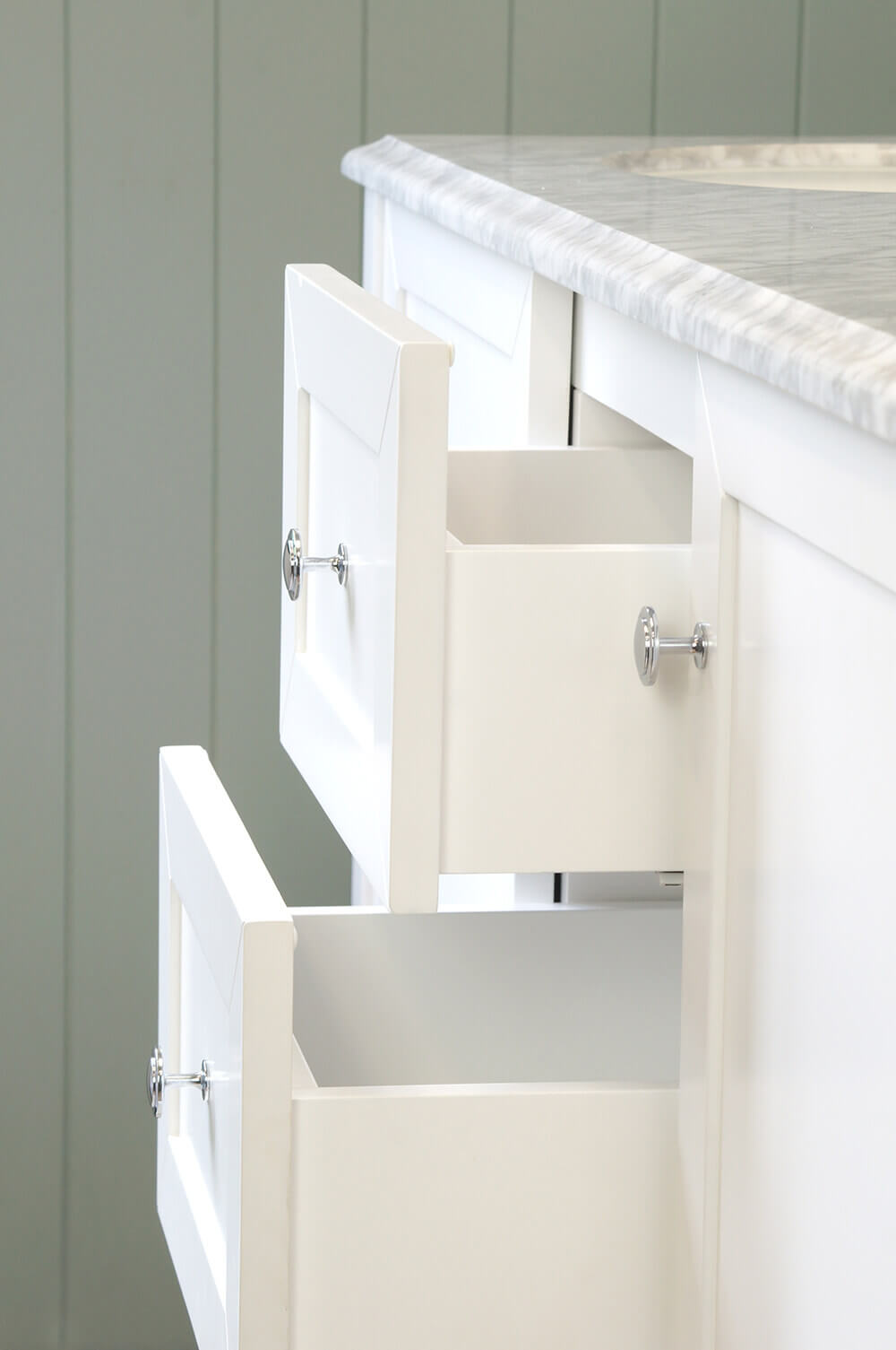 Coventry 150 x 56 Double Bowl Satin White Vanity with Real Marble Top & Ceramic Undercounter Basins