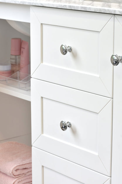 Coventry 150 x 56 Double Bowl Satin White Vanity with Real Marble Top & Ceramic Undercounter Basins
