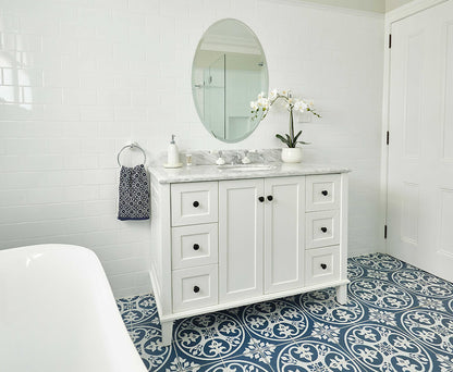 Coventry 120 x 55 Single Bowl Satin White Vanity with Real Marble Top & Ceramic Undercounter Basin