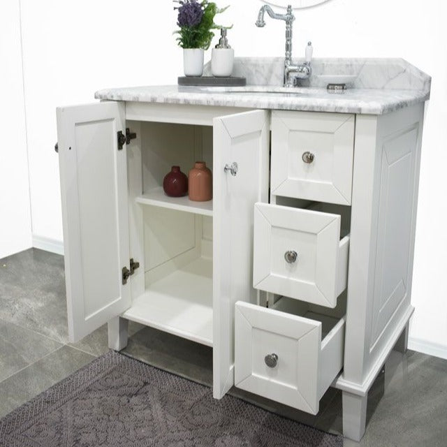 Turner Hastings Coventry 90x55 White Vanity with Marble Top