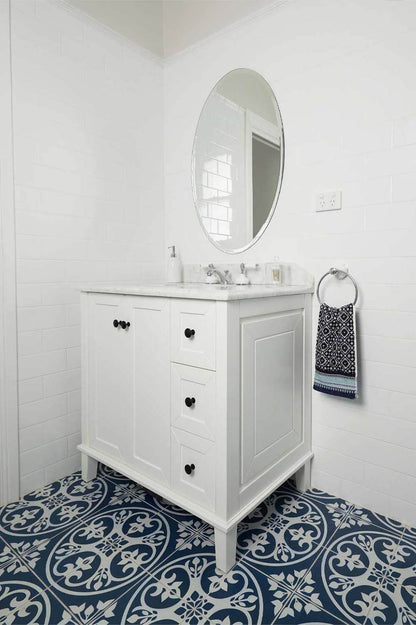 Coventry 90 x 55 Satin White Vanity with Real Marble Top & Ceramic Undercounter Basin