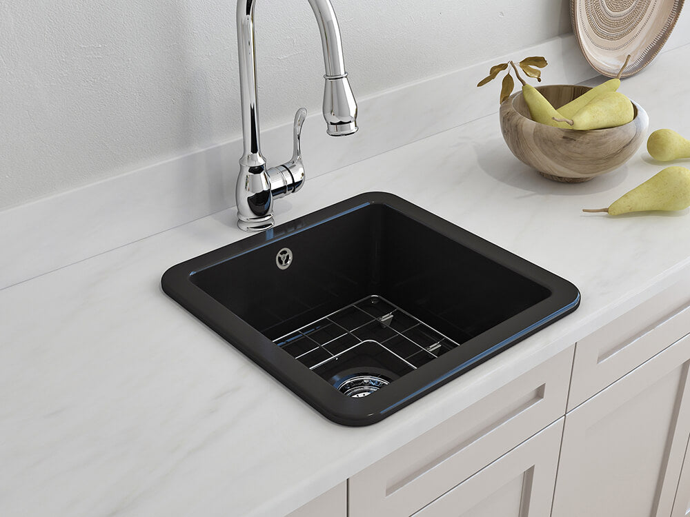 Cuisine 46 x 46 Inset / Undermount Fine Fireclay Matte Black Sink